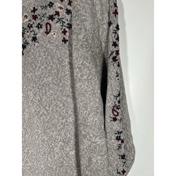 Vintage 90s Northern Reflections oatmeal crewneck sweater floral embroidery sz M - Picture 10 of 11